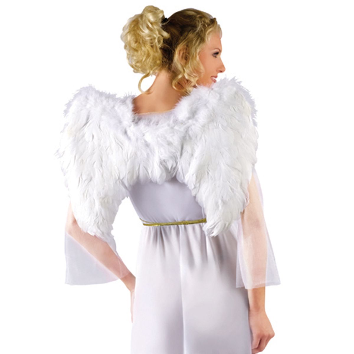 White Faux Feather Wings - Image 3