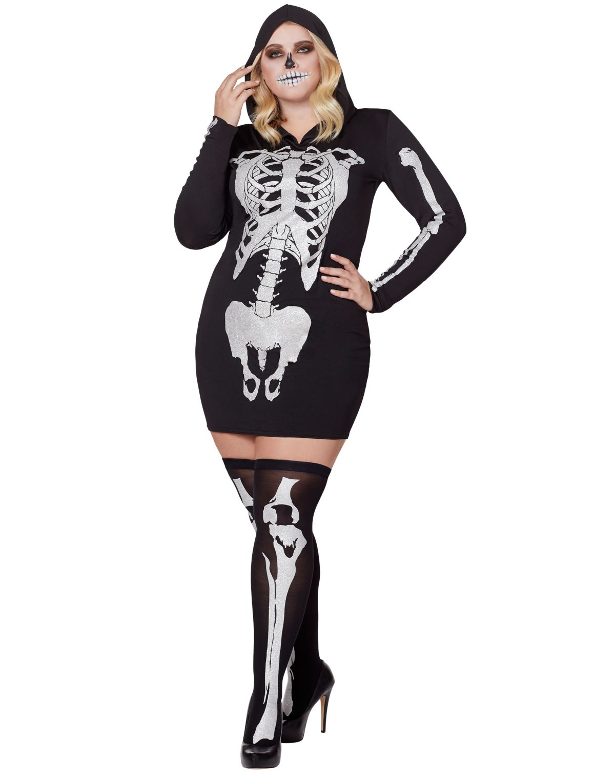 Adult Hooded Holographic Skeleton Costume - Image 2