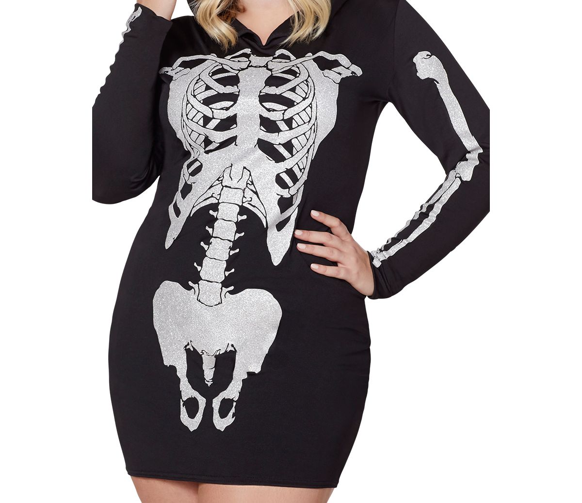 Adult Hooded Holographic Skeleton Costume - Image 4