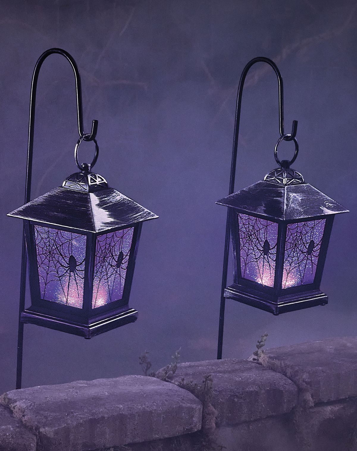 Purple LED Creepy Spider Lantern Pathway Markers - 3 Pack - Image 2