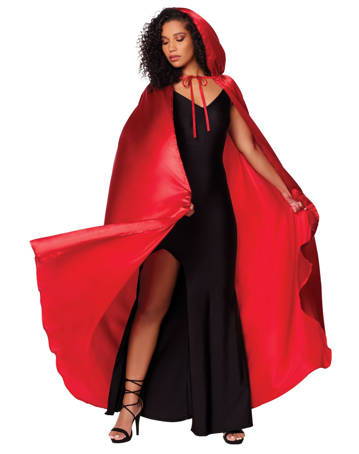 Adult Red Satin Hooded Cape
