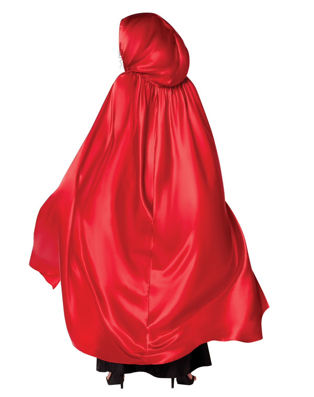 Adult Red Satin Hooded Cape - Image 2