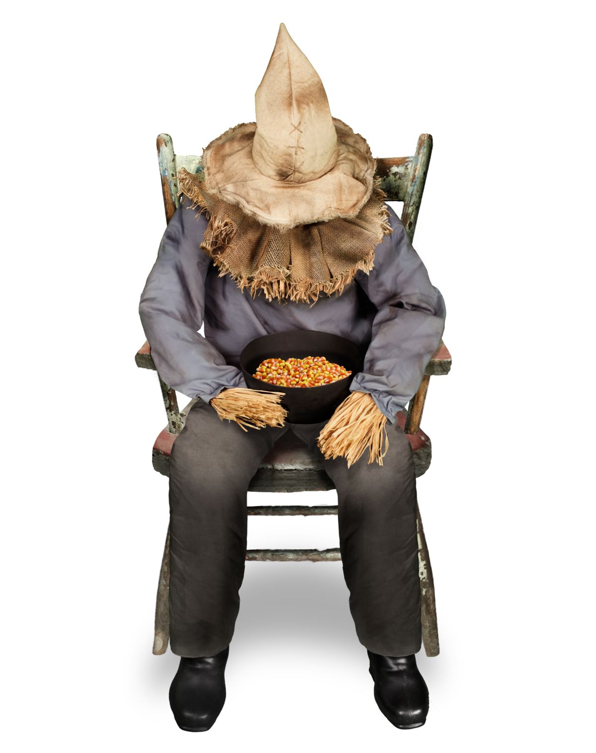4 Ft 6 In Sitting Scarecrow Animatronic - Image 3