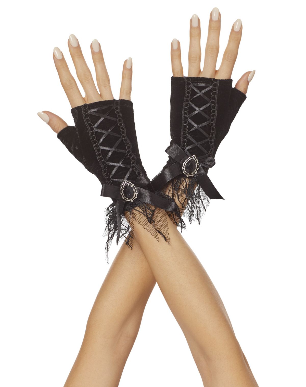 Black Velvet Witch Gloves Deluxe
