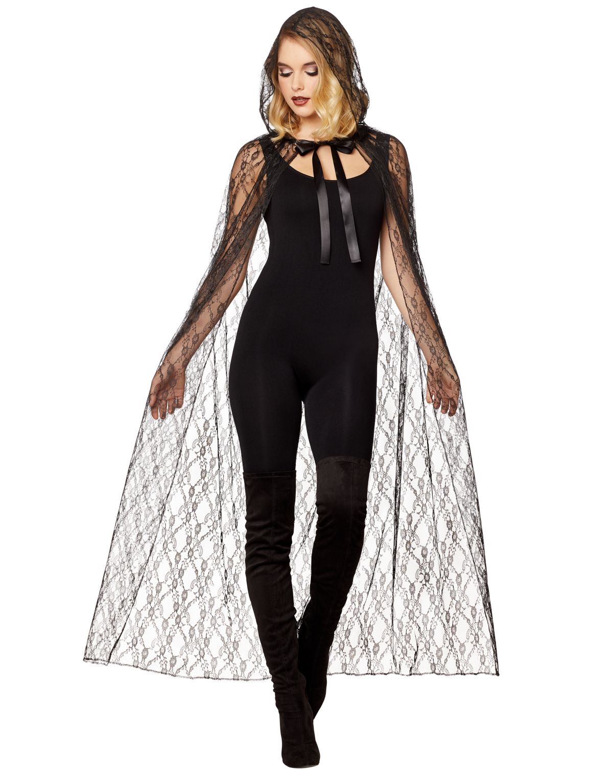 Adult Black Lace Cape - Image 2