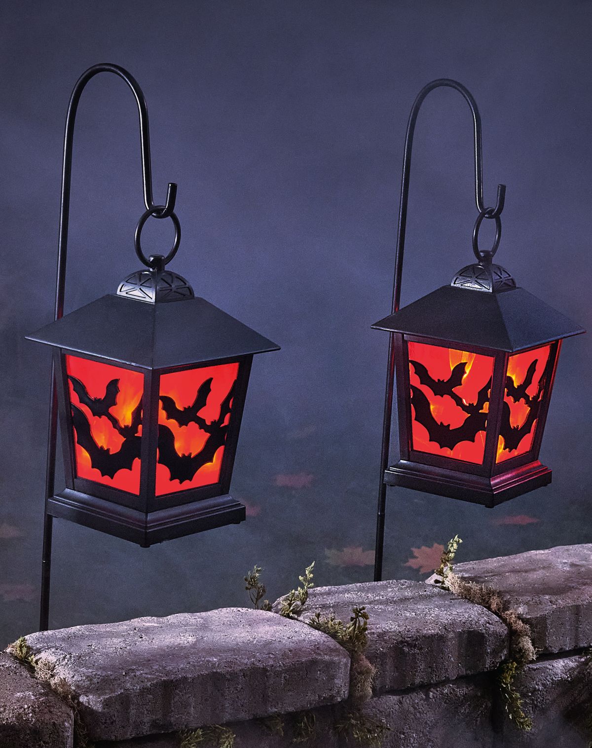 Red LED Creepy Bats Lantern Pathway Markers - 3 Pack - Image 2