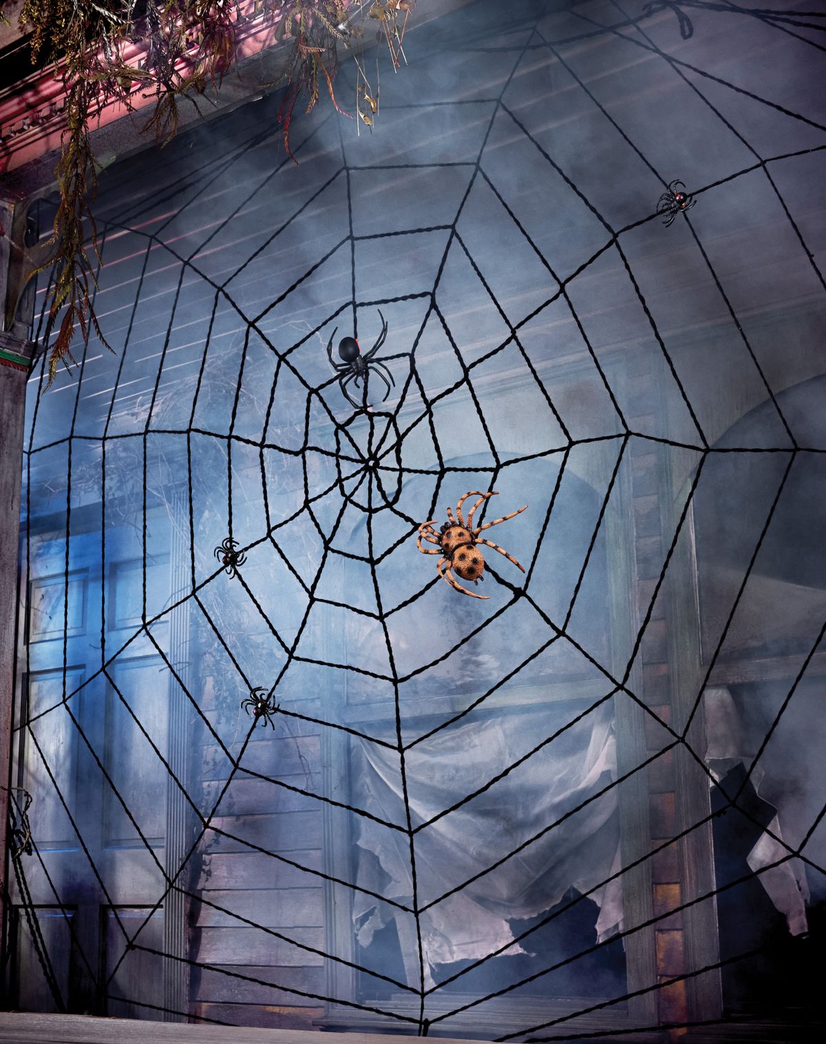 9 Ft Black Rope Spider Web Decoration - Image 2