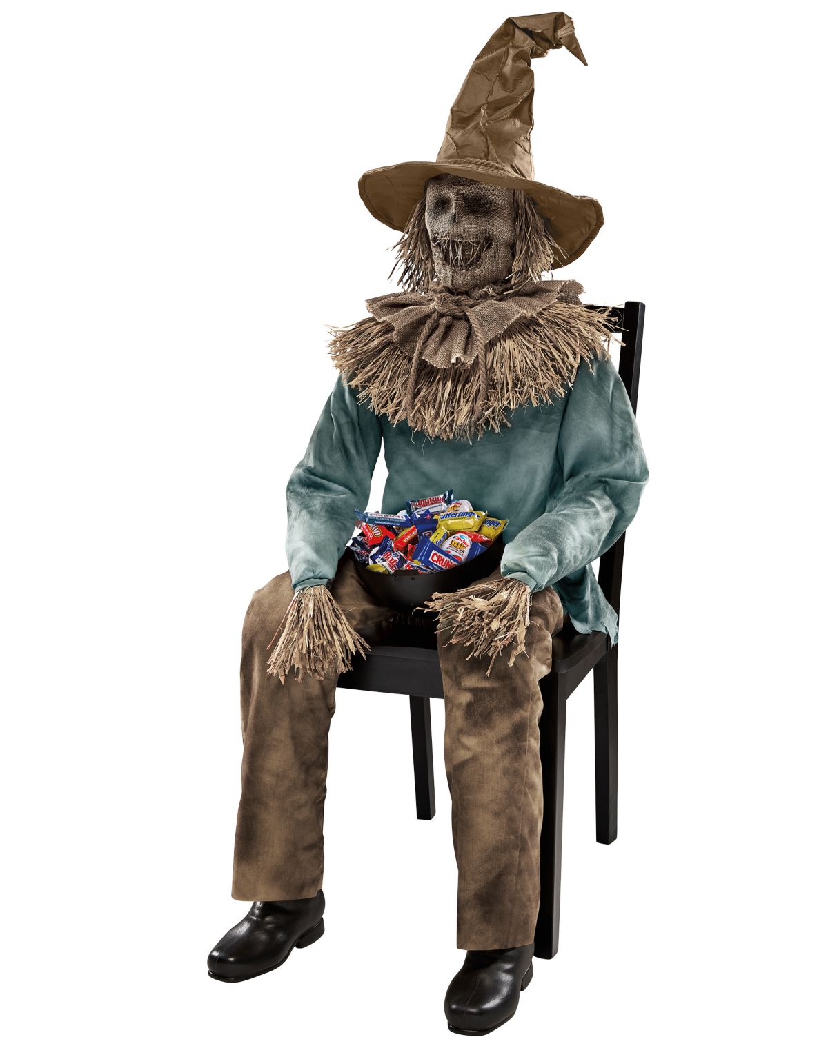 4 Ft 6 In Scary Sitting Scarecrow Animatronic - Image 3