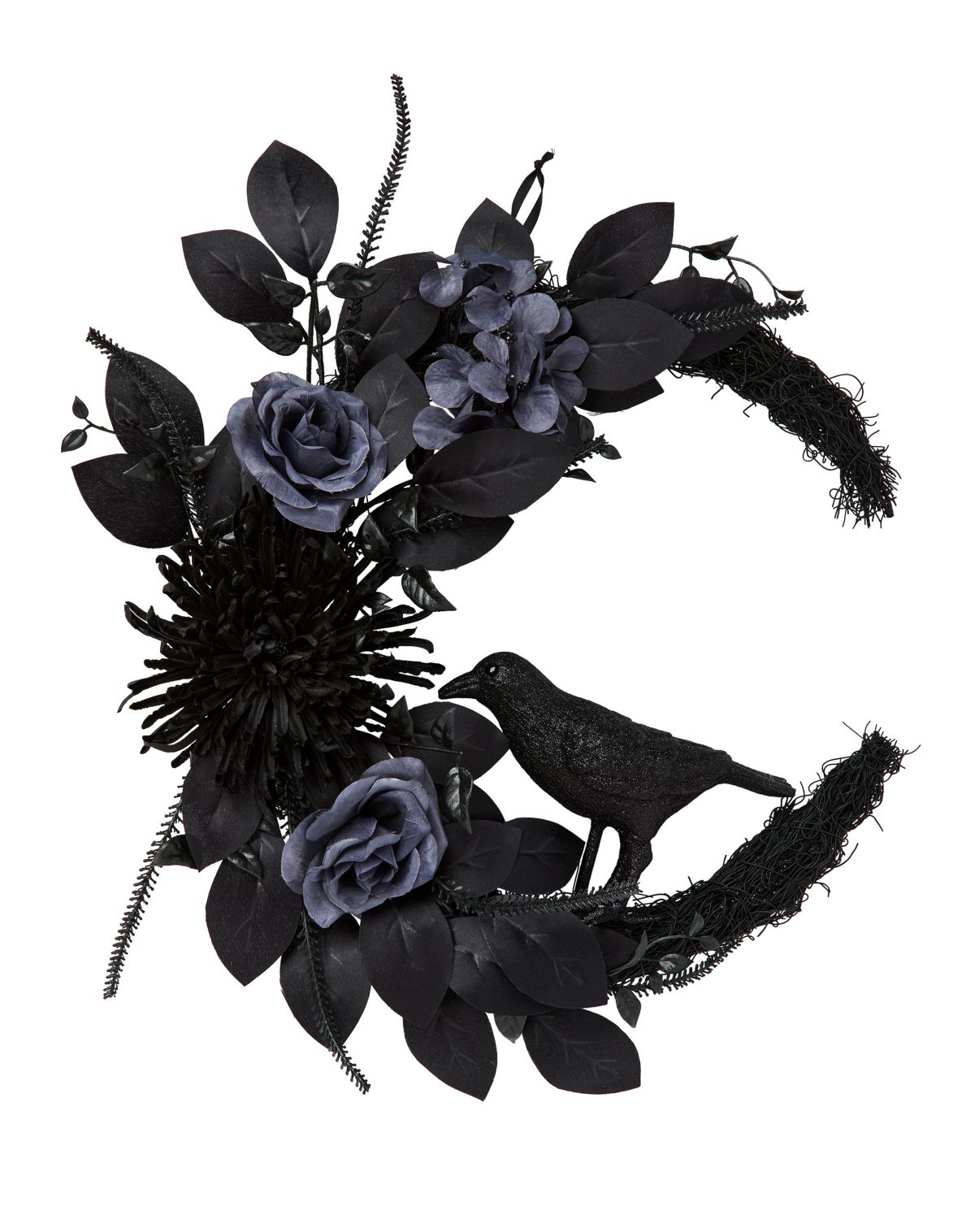 Mystical Arts Black Flower Crow Wreath - Image 2