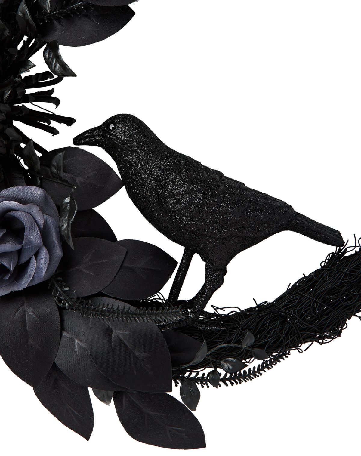 Mystical Arts Black Flower Crow Wreath - Image 3