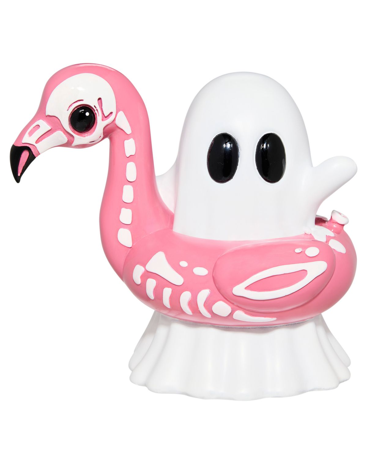 Summerween Ghost Flamingo Float Tabletop Statue