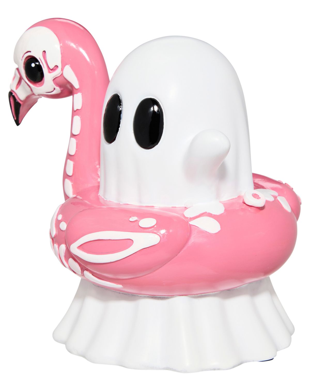 Summerween Ghost Flamingo Float Tabletop Statue - Image 3