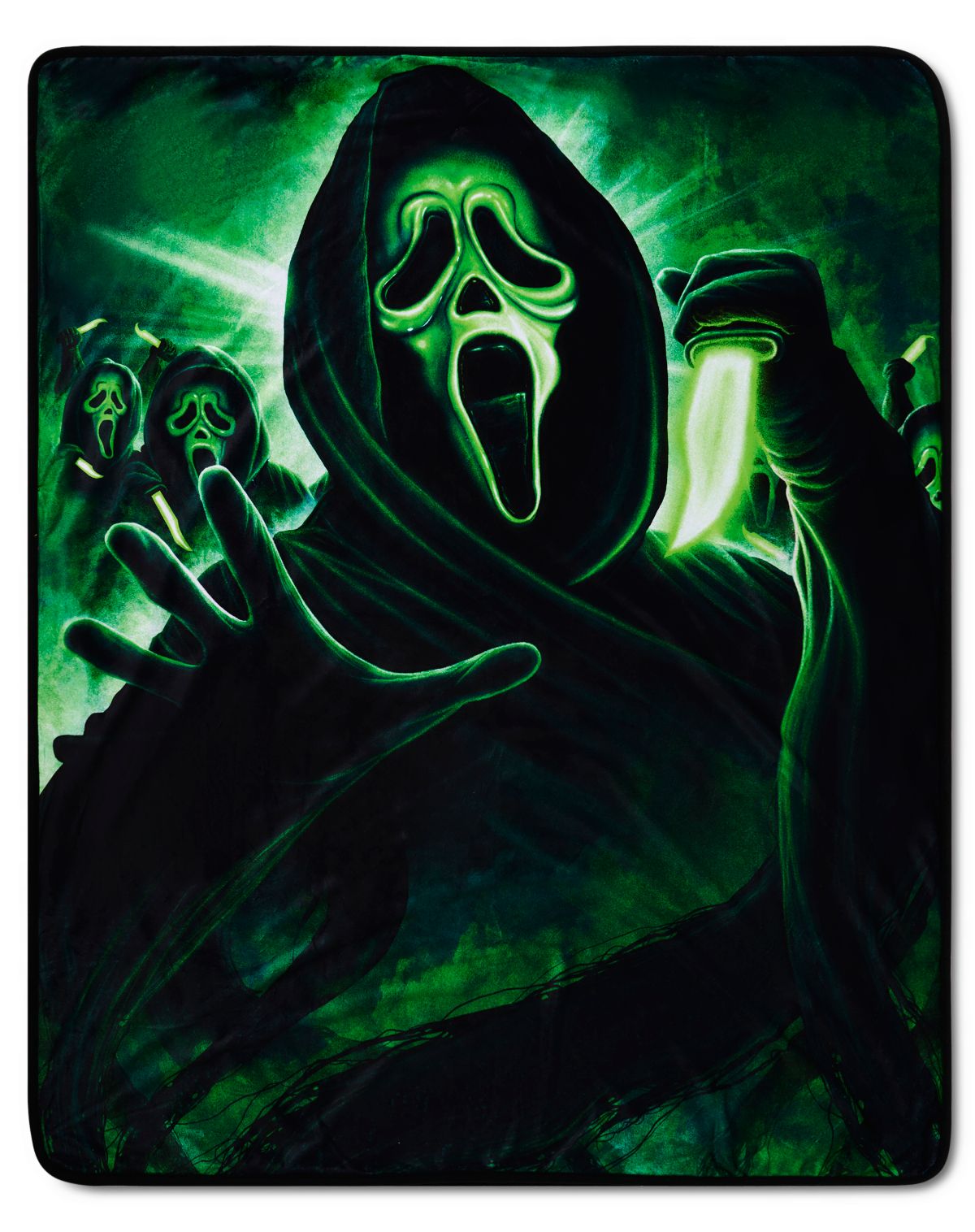 Green Ghost Face Fleece Blanket