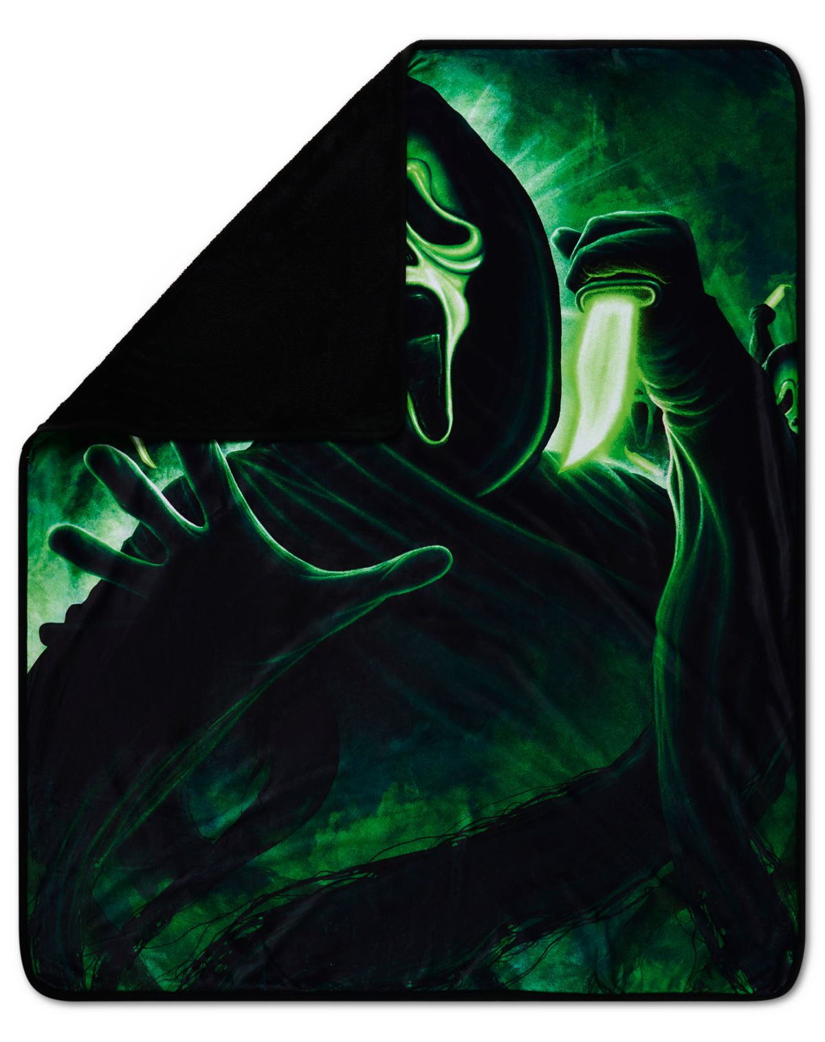 Green Ghost Face Fleece Blanket - Image 2