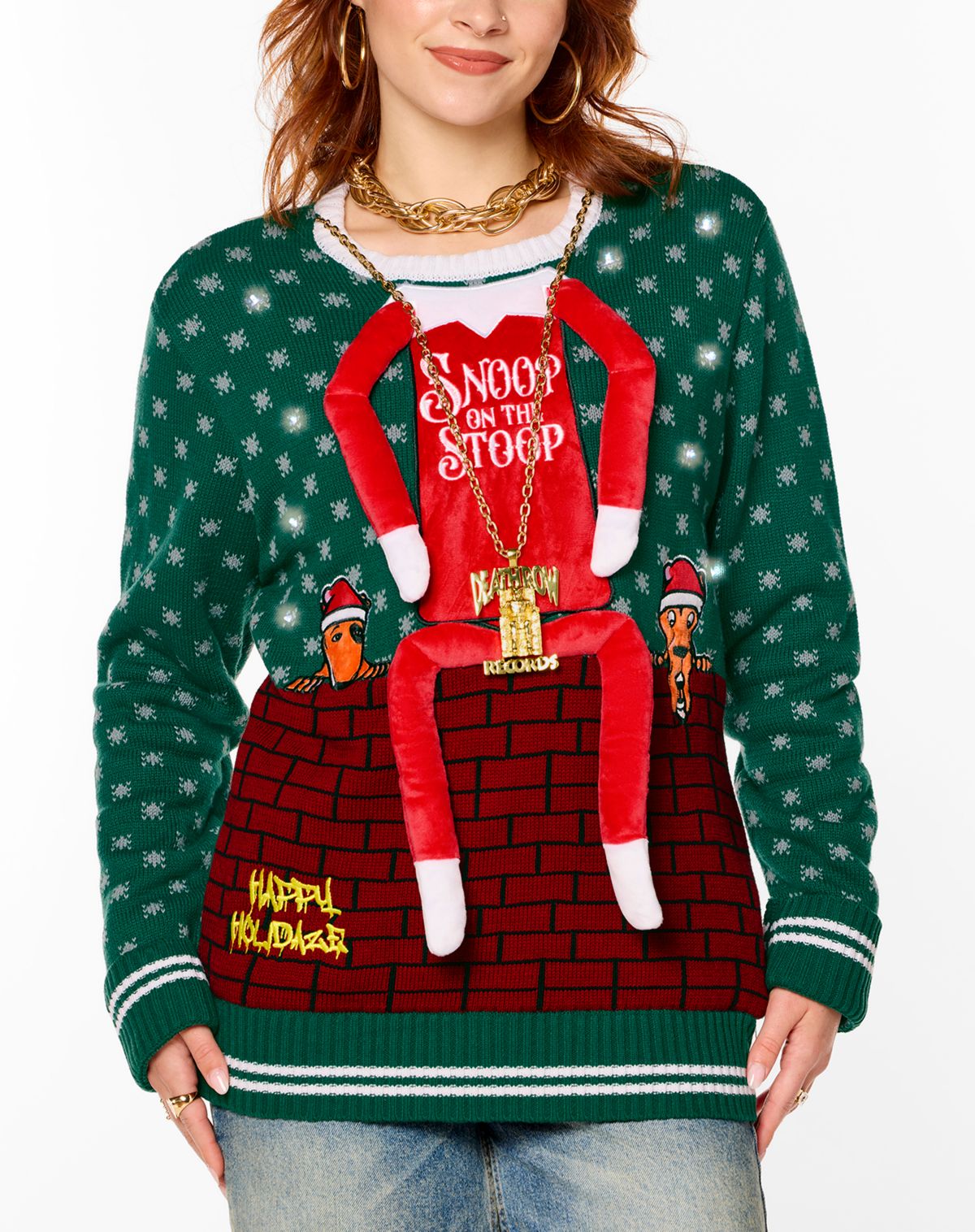 Light-Up Snoop on the Stoop Chain Christmas Sweater
