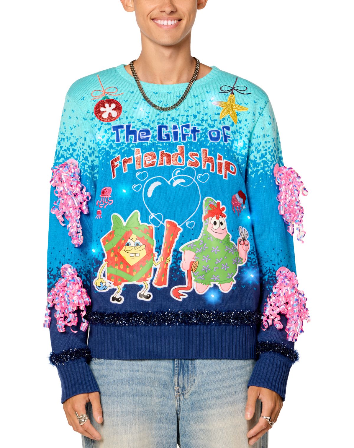 Light-Up SpongeBob SquarePants The Gift of Friendship Christmas Sweate