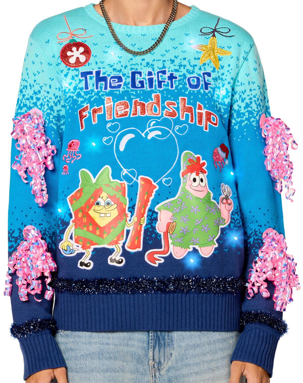 Light-Up SpongeBob SquarePants The Gift of Friendship Christmas Sweate - Image 2