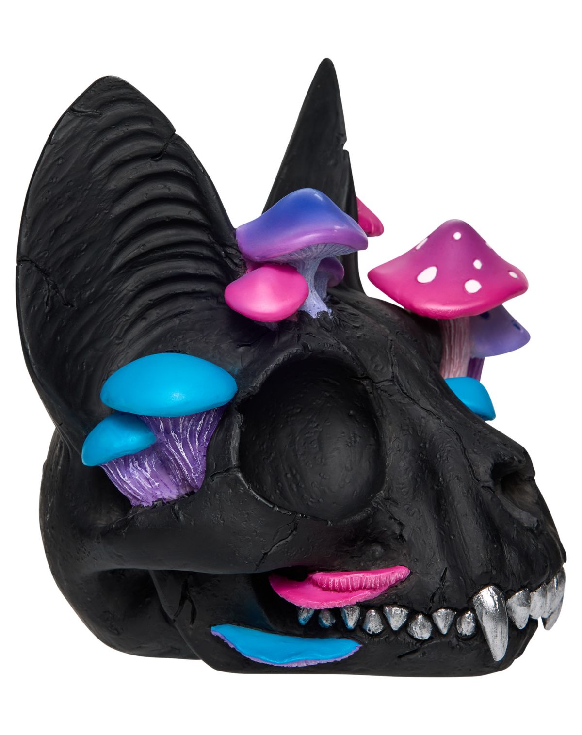 Black Cat Mushroom Skull Statue - Image 2