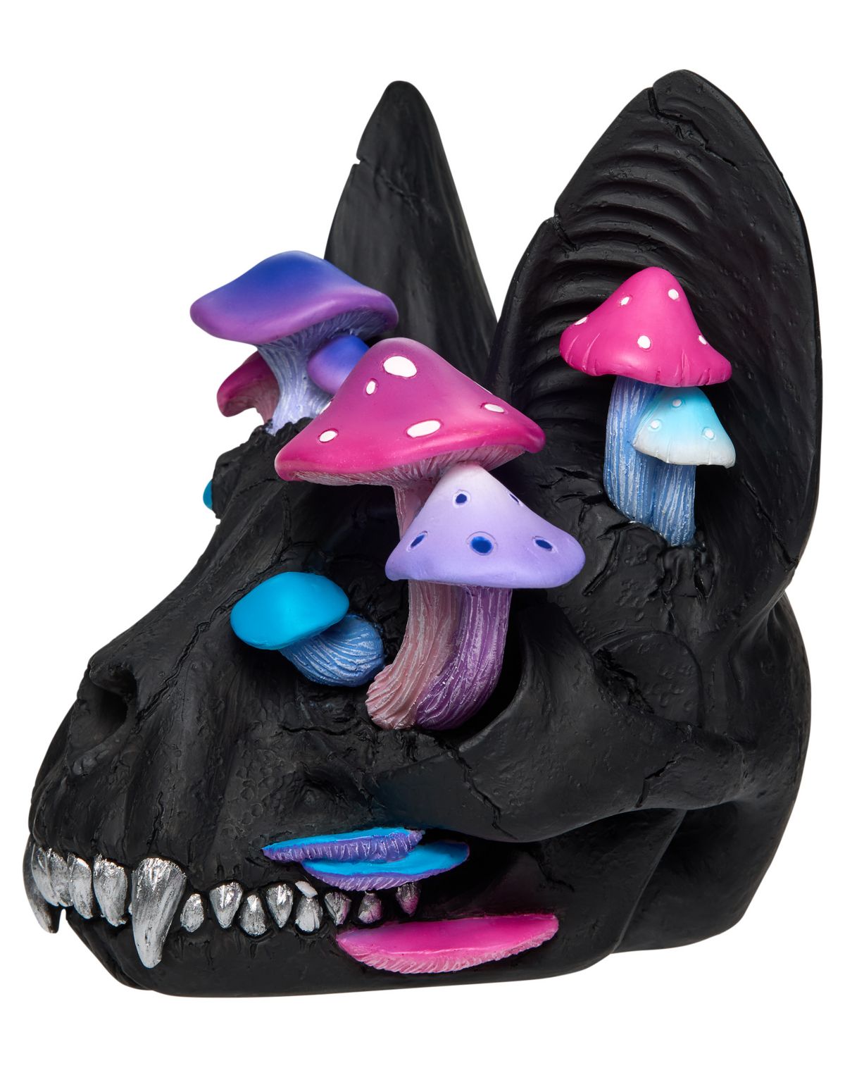 Black Cat Mushroom Skull Statue - Image 3