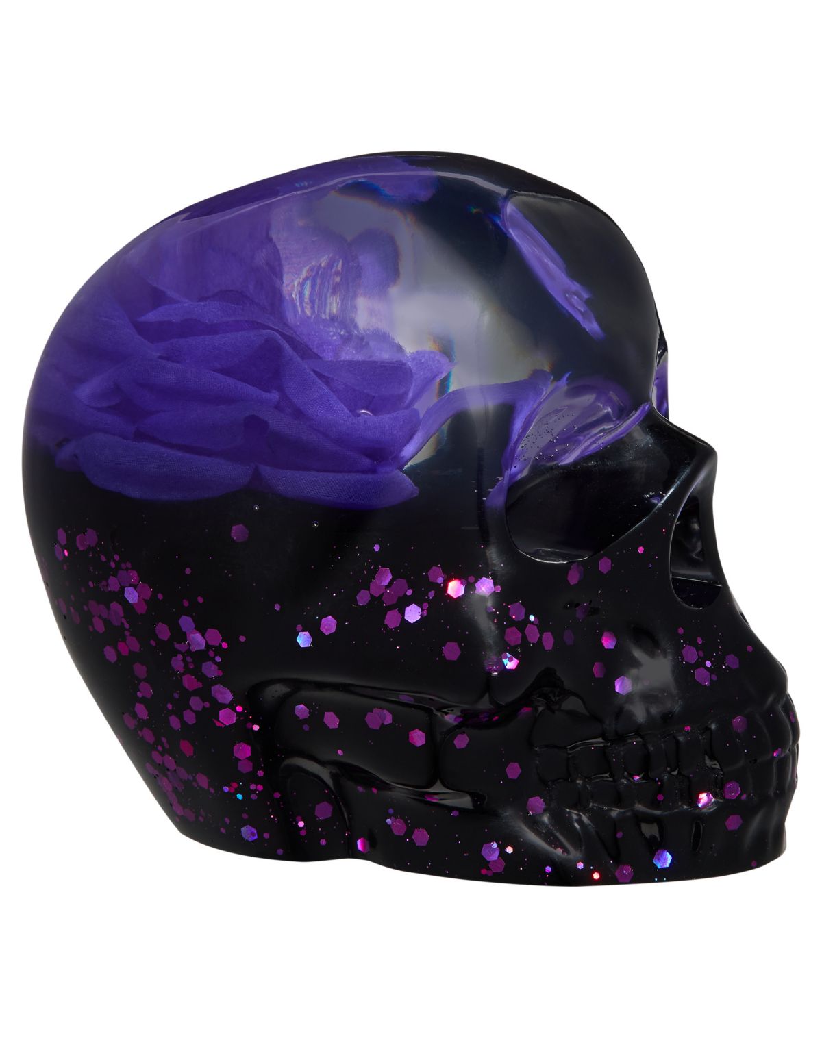 Purple Rose Glass Skull Statue - Image 2