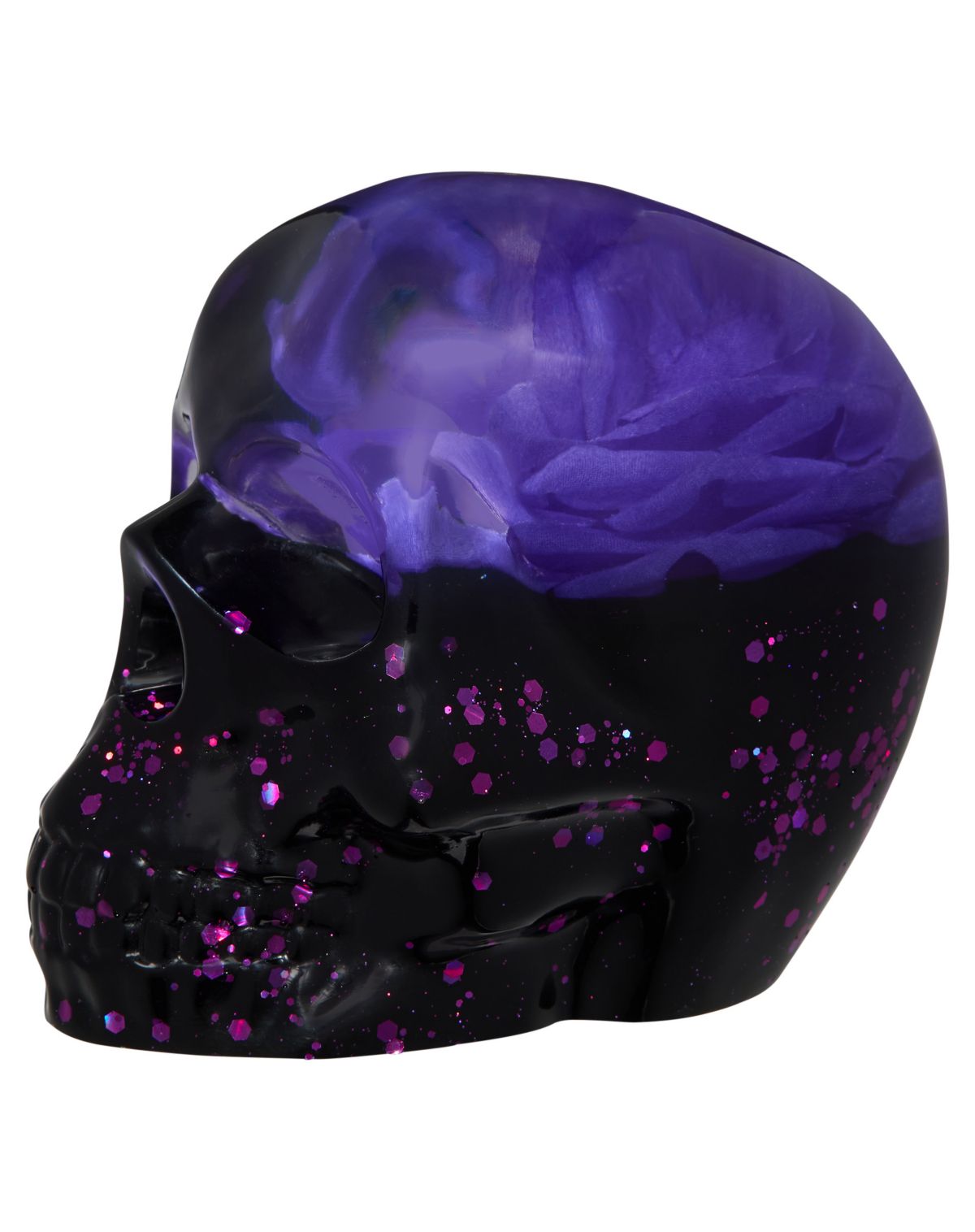 Purple Rose Glass Skull Statue - Image 3
