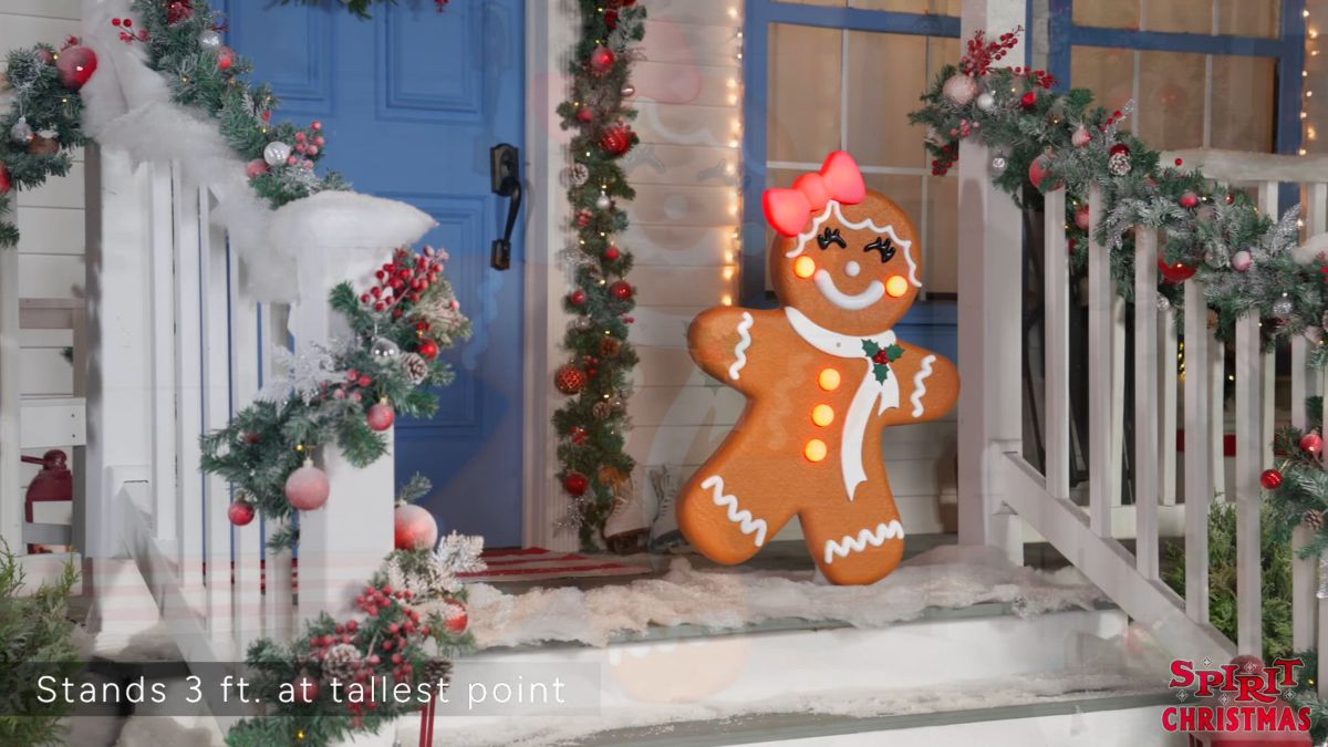 3 Ft Light-Up Gingerbread Girl Animatronic - Image 4