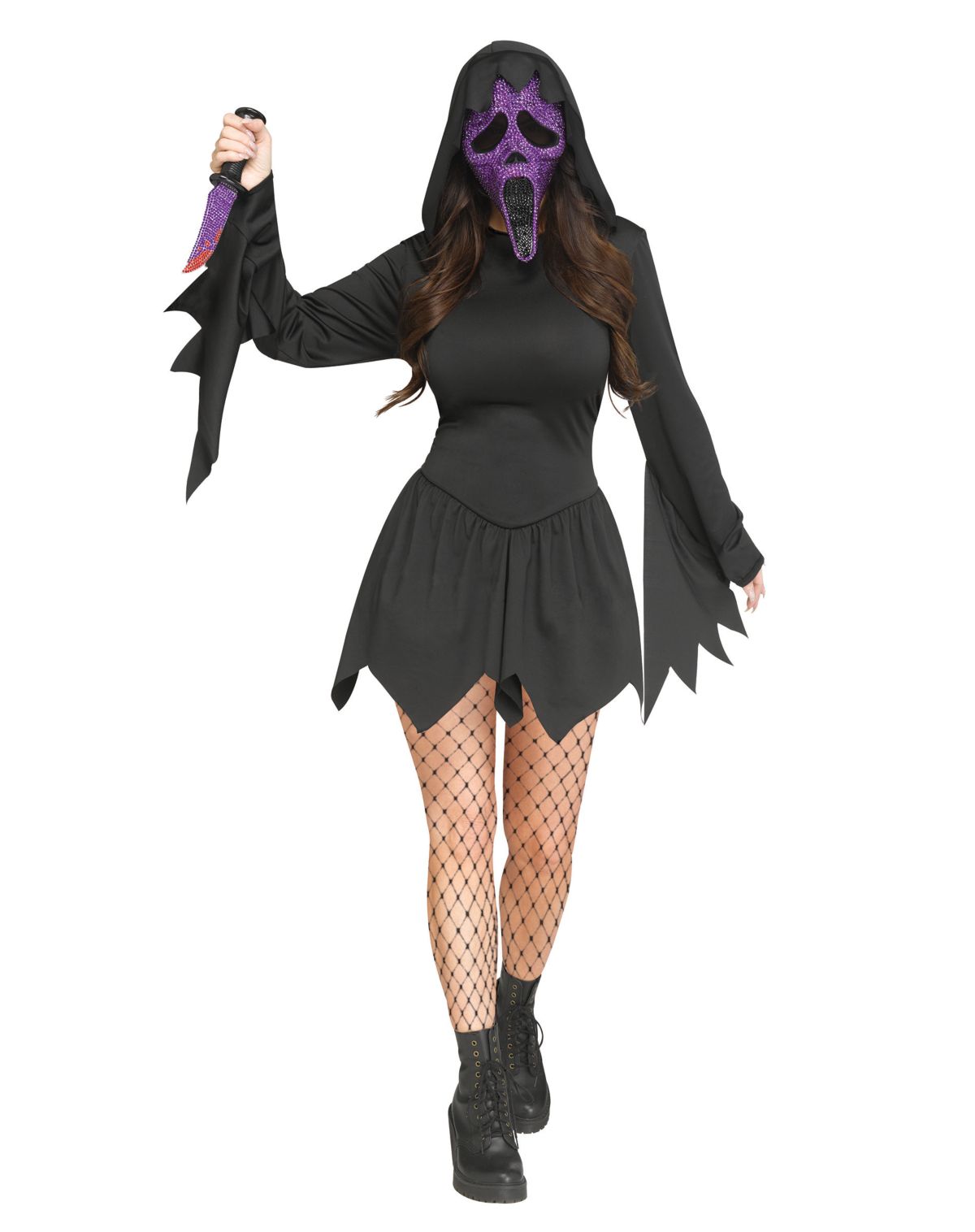 Adult Ghost Face Purple Bling Dress Costume