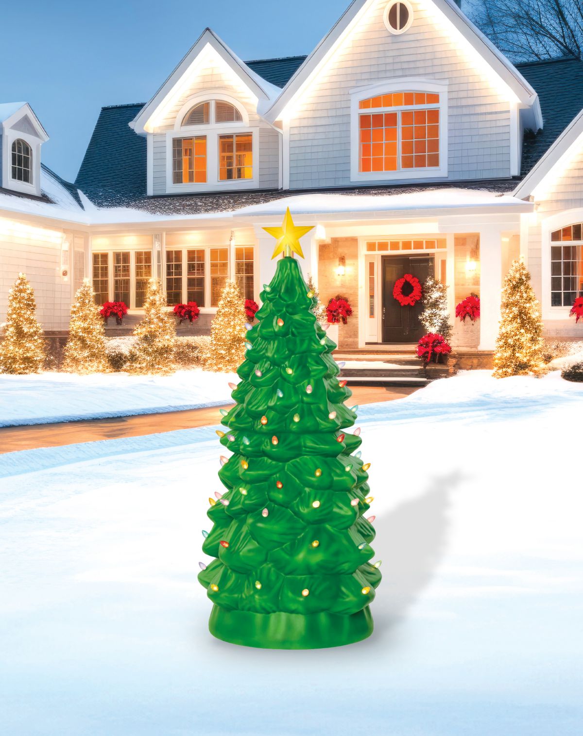 3 Ft 10 In Light-Up Blow Mold Green Christmas Tree