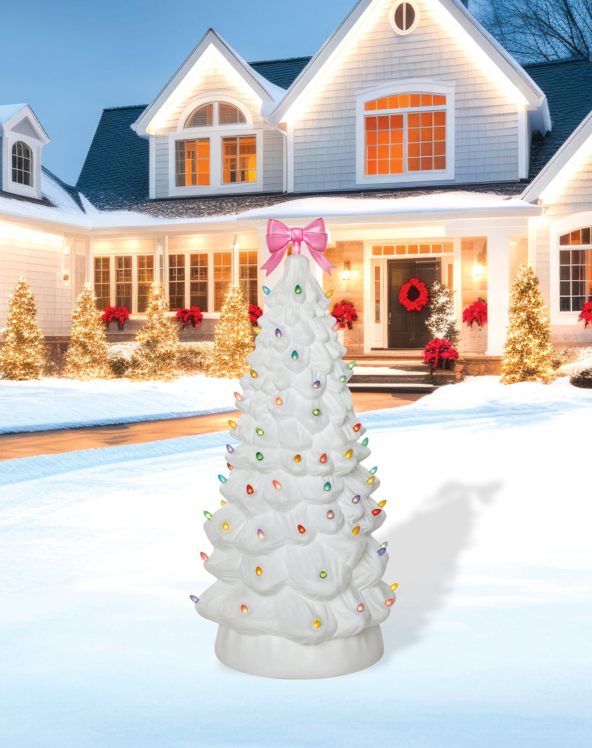 Light-Up White Blow Mold Christmas Tree