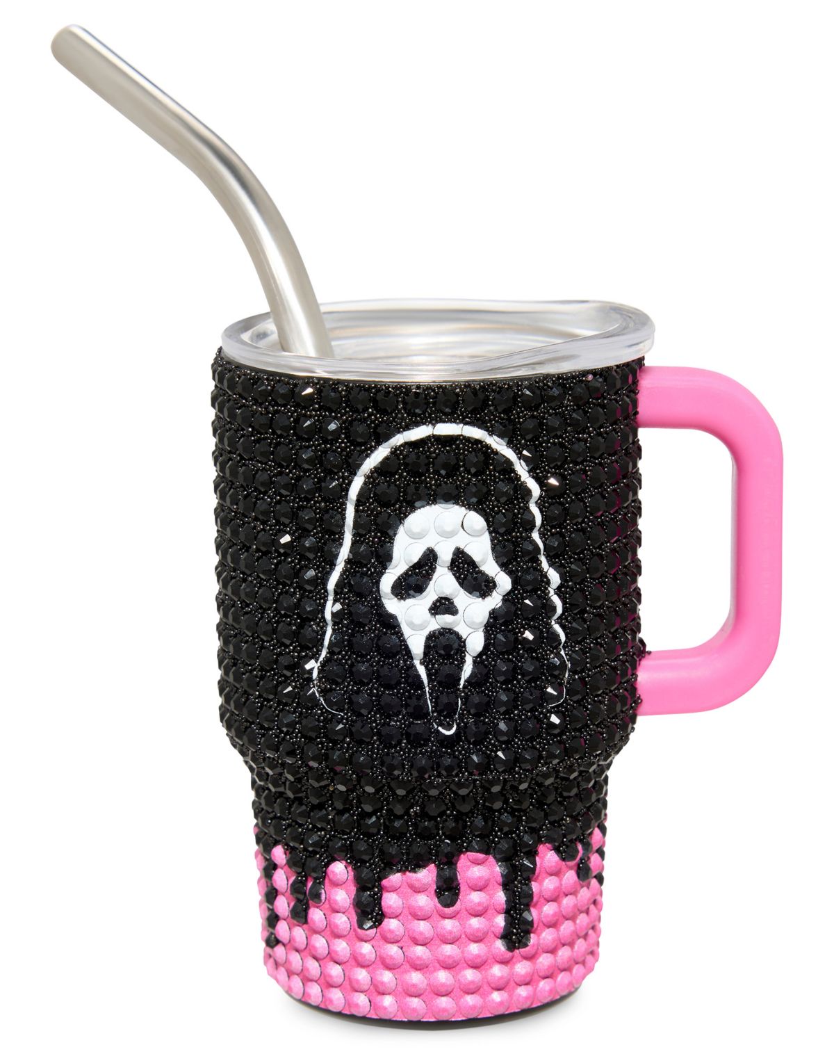 Ghost Face Rhinestone Mini Travel Tumbler with Straw - 3 oz.